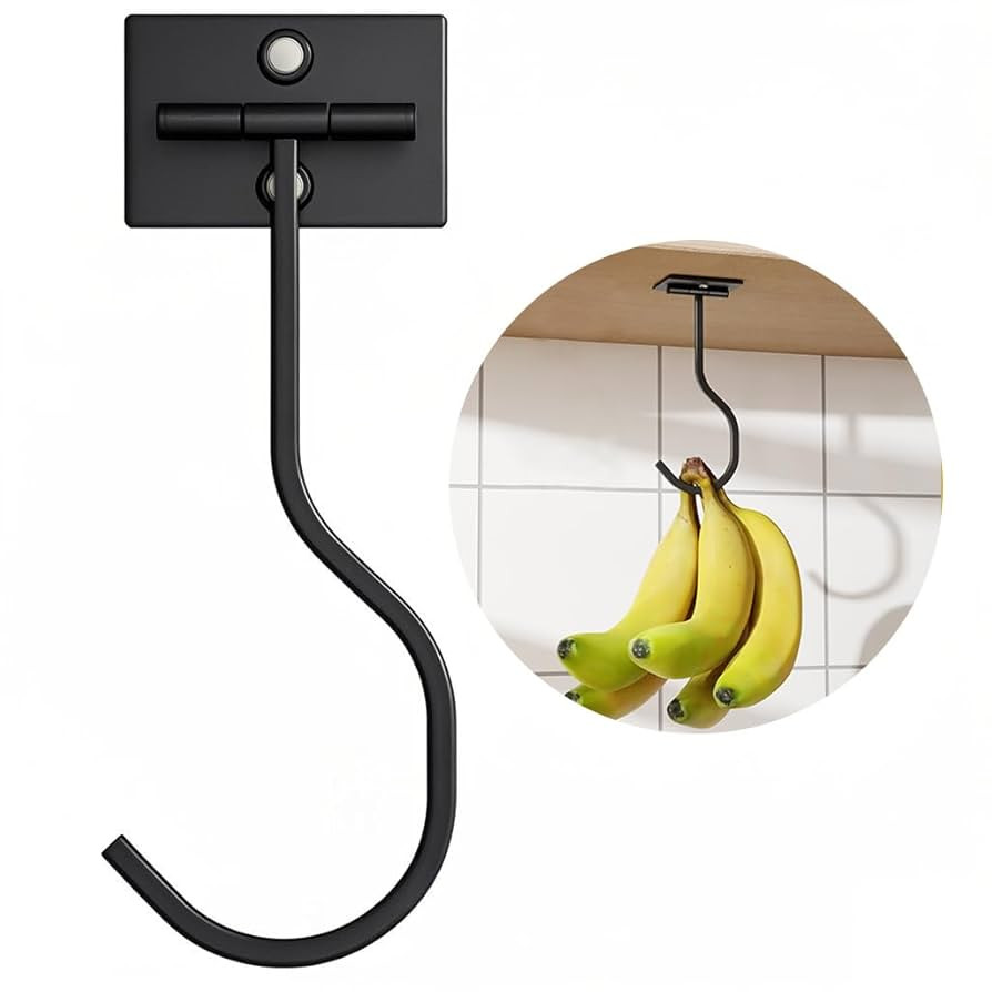 Under Cabinet Banana Hook Foldable - Adhesive Banana Hanger, Magnetic Banana Holder Hook Under Co... | Amazon (US)