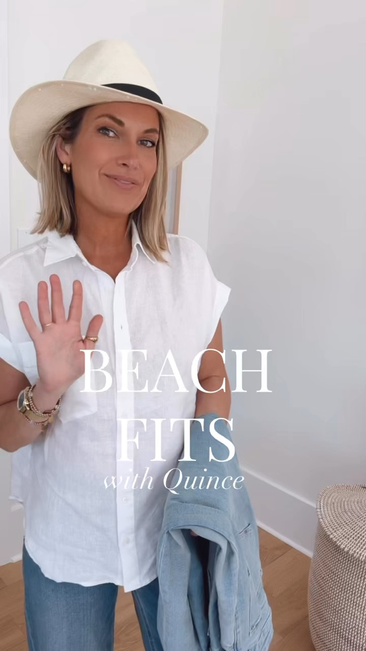 Run! @Quince just launched my favorite wide leg denim in some new washes in the 34” inseam!  The raw hem 😍😍 is perfect for a relaxed beach fit. The linen shirt is another great beach staple. Wear it open over a swimsuit with shorts, easy to dress up or down. And all of these are natural fiber options. 

Comment SHOP below ⬇️ to get a DM to shop the look. 

#quincepartner #liketkit @shop.ltk 



#LTKTravel #LTKmomlife #LTKootd