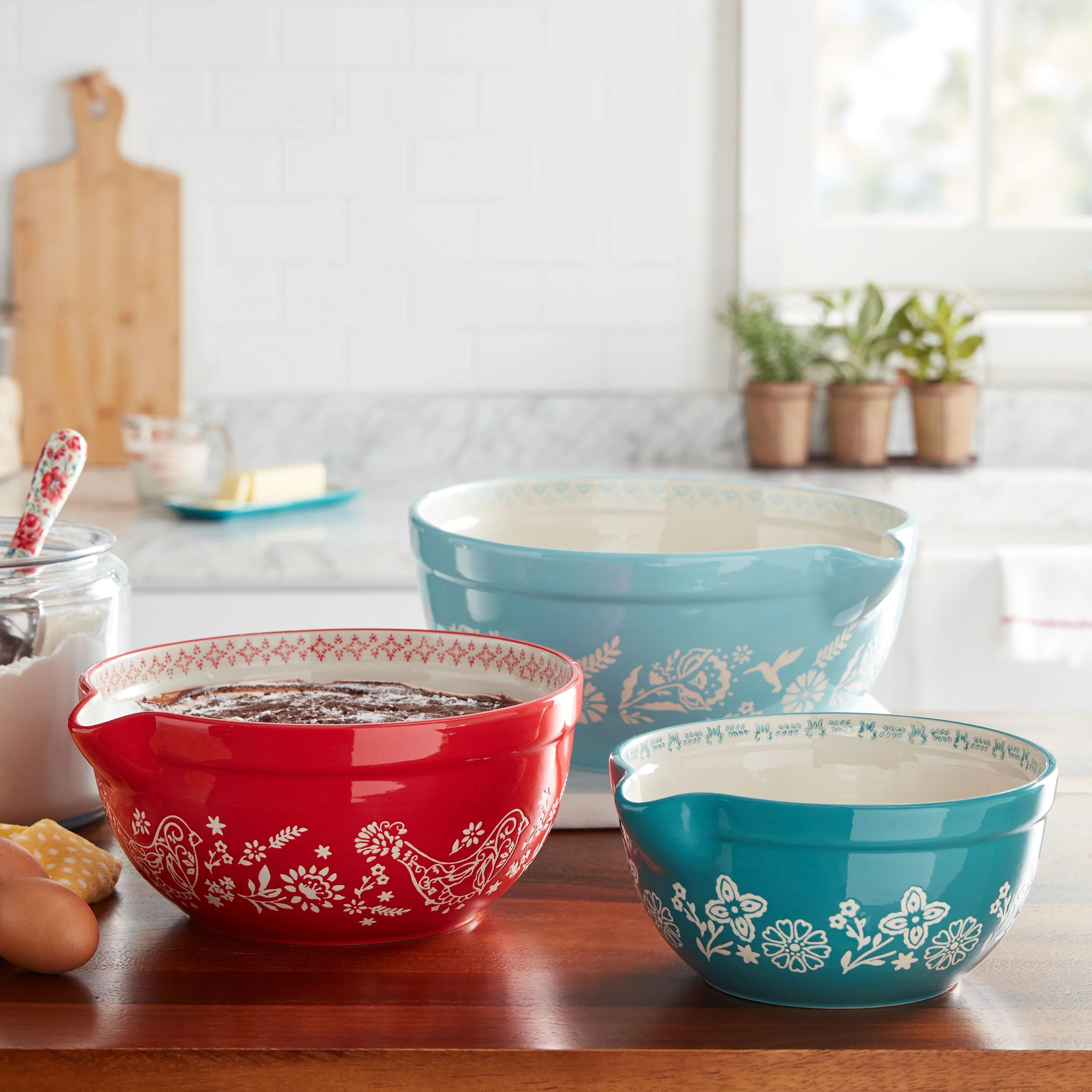 The Pioneer Woman Mazie 3-Piece Ceramic Mixing Bowl Set | Walmart (US)