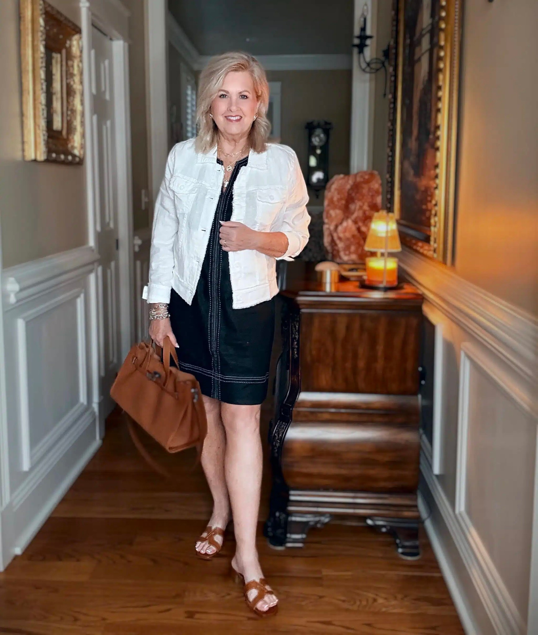 Tommy Bahama Summer finds. This black shift dress is so easy to style and I’ve changed up the accessories and added a white jacket. Jacket and dress are size large. 

#LTKOver40 #LTKWorkwear #LTKTravel