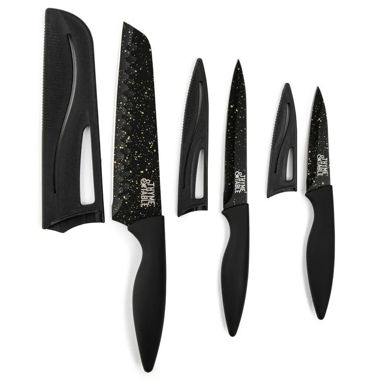 Thyme & Table Non-Stick Coated High Carbon Stainlless Steel Speckled Kitchen Knives, 3 Piece Set | Walmart (US)