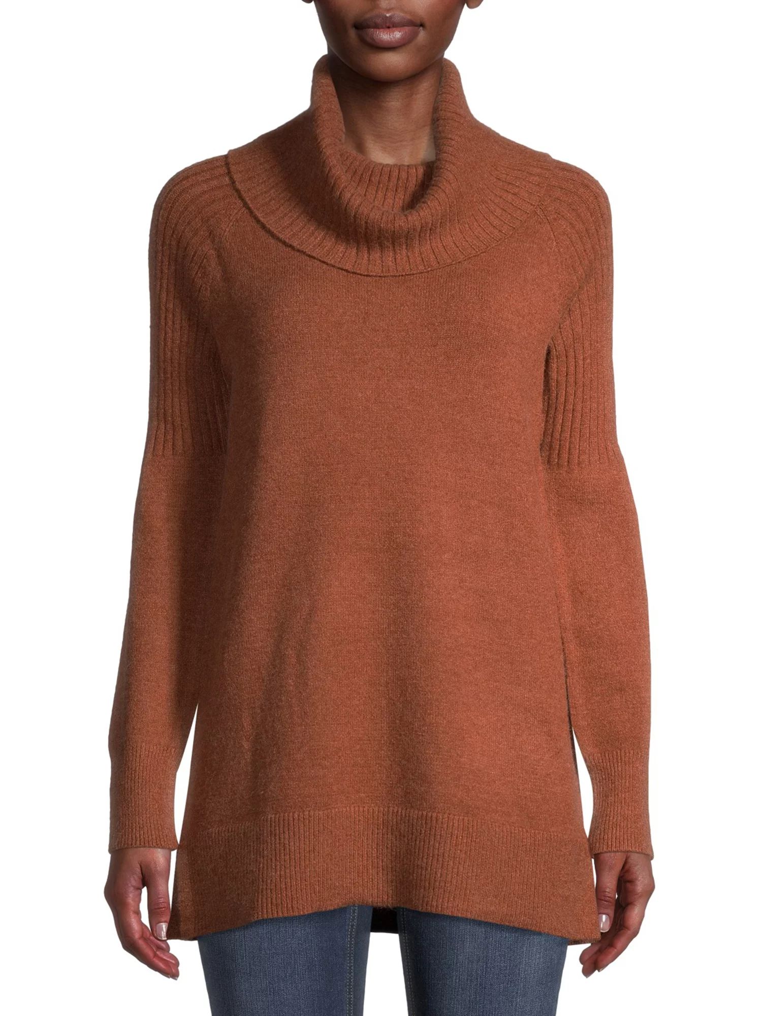 Time and Tru Women's Cowl Neck Tunic Sweater | Walmart (US)