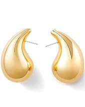 Chunky Gold Hoop Earrings for Women, Lightweight Hollow Open Hoops Waterdrop Tear Drop Earrings, Hyp | Amazon (US)
