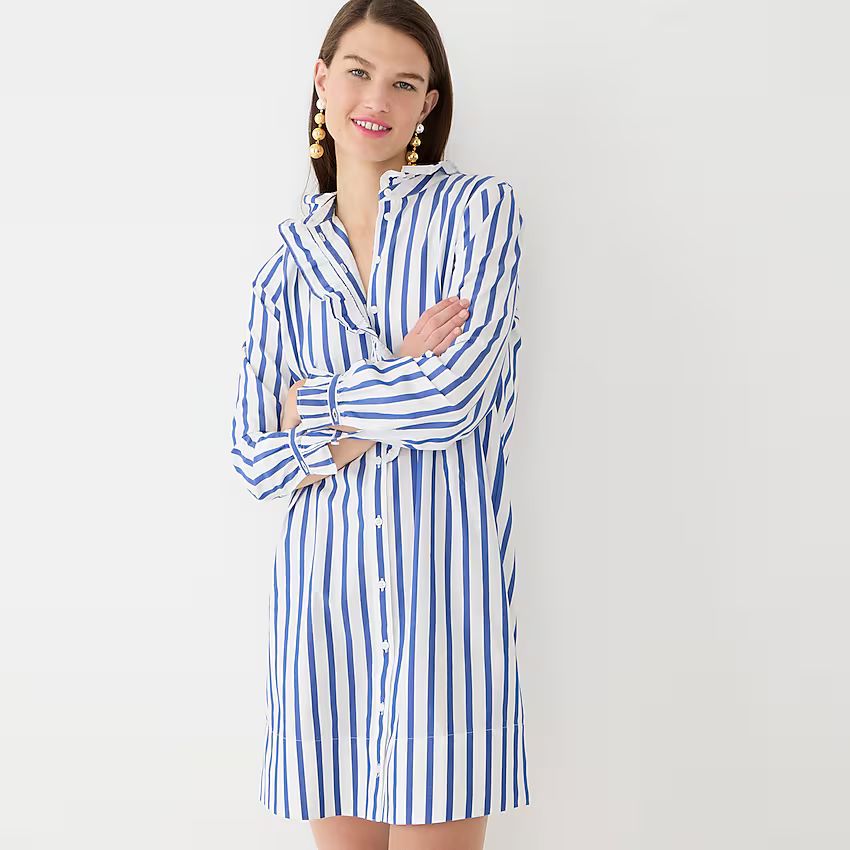 Cottage shirtdress in striped cotton poplin | J.Crew US