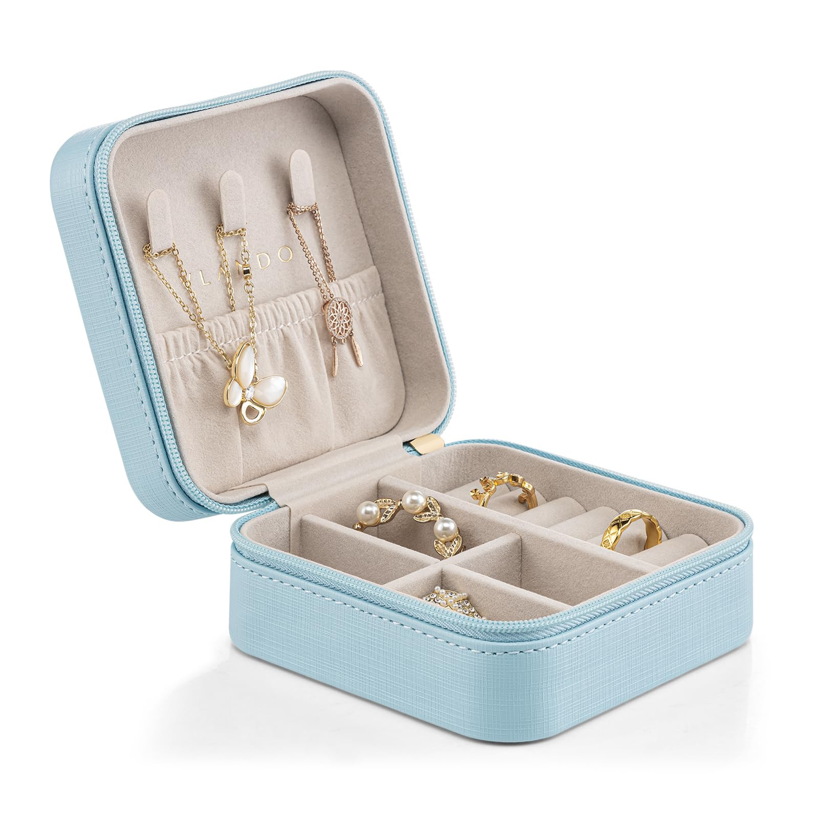 Vlando Small Travel Jewelry Box Organizer Display Case for Girls Women Gift Rings Earrings Neckla... | Amazon (US)