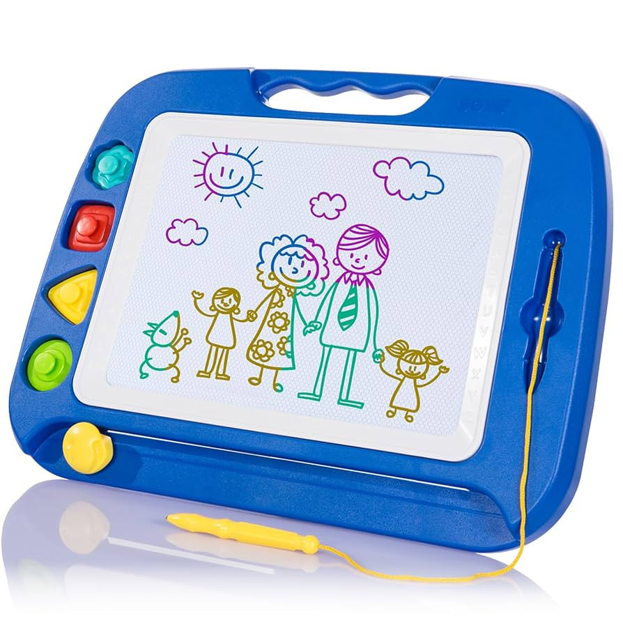 SGILE Large Magnetic Drawing Board - 4 Colors 16×13in Writing Painting Doodle Pad with 4 Stamps ... | Amazon (US)
