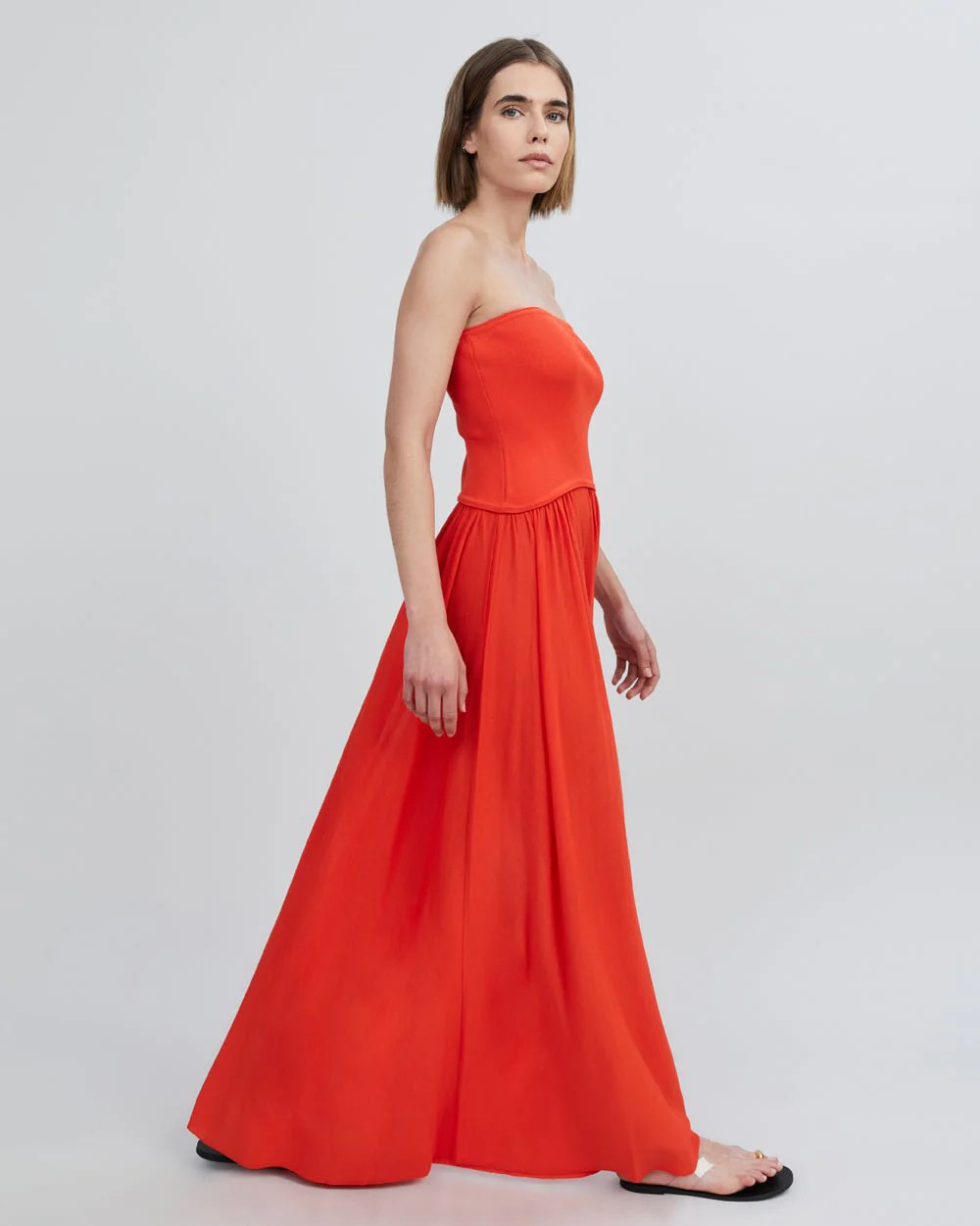 The Strapless Soglio Dress in Lava | Solid & Striped