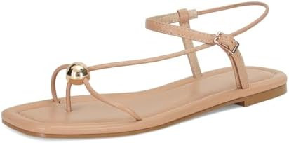 GTBINGGO Strappy Flat Sandals for Women Comfortable Open Square Toe Sandals Dressy Beach Thong Fl... | Amazon (US)