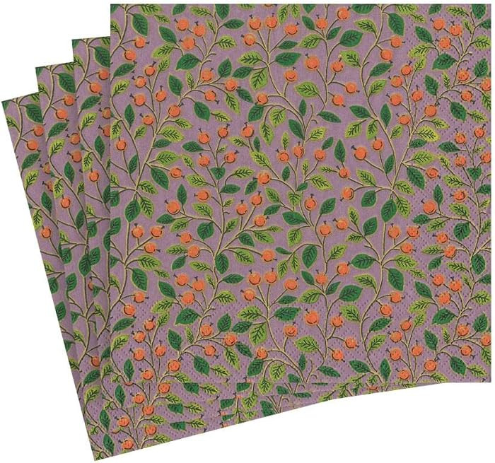 Caspari Berries and Leaves Paper Luncheon Napkins in Soft Plum - 20 Per Package | Amazon (US)