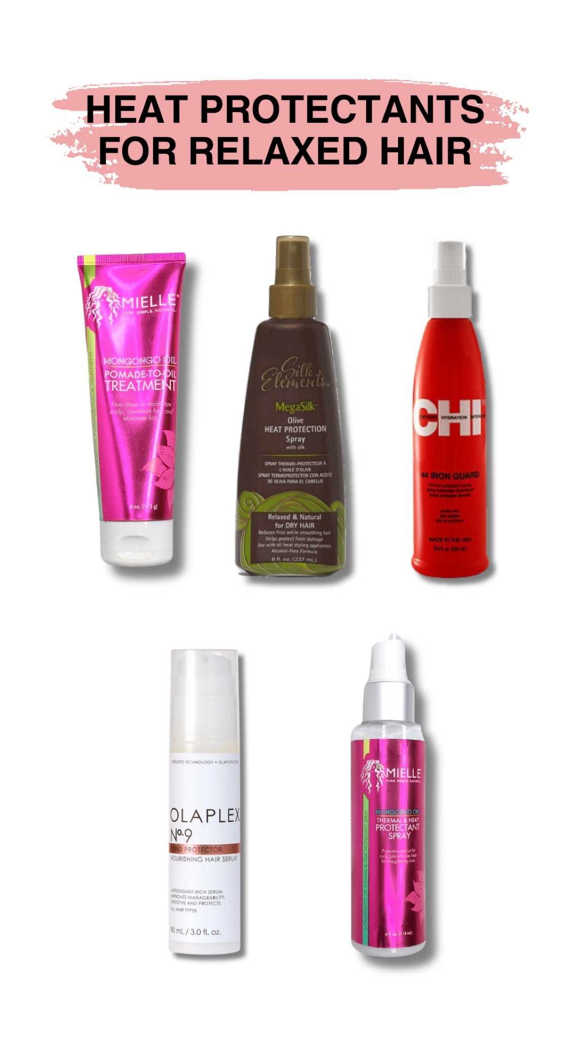 Using heat on your relaxed hair? Use one of these heat protectants.