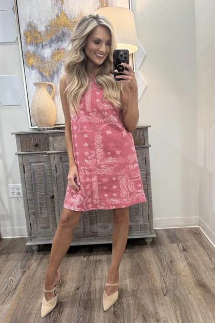 Bandana Dusty Rose Sleeveless Mini Dress | The Willow Tree