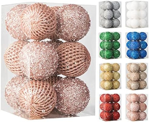 3.15" Christmas Ball Ornaments 12 pcs Glitter Sequin Foam Ball Shatterproof Christmas Decorations... | Amazon (US)
