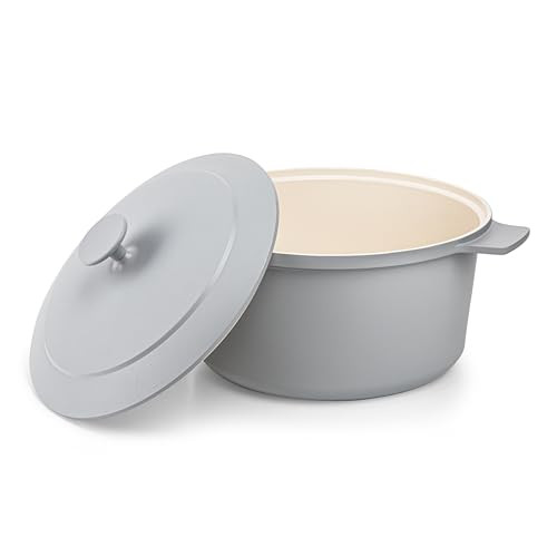 Gotham Steel 5 Qt Dutch Oven Pot with Lid, Nonstick Ceramic Dutch Oven Stock Pot, 10 in 1 Cooking Pot & Dutch Oven for Bread Baking, Lightweight, Oven & Dishwasher Safe – Gray | Amazon (US)