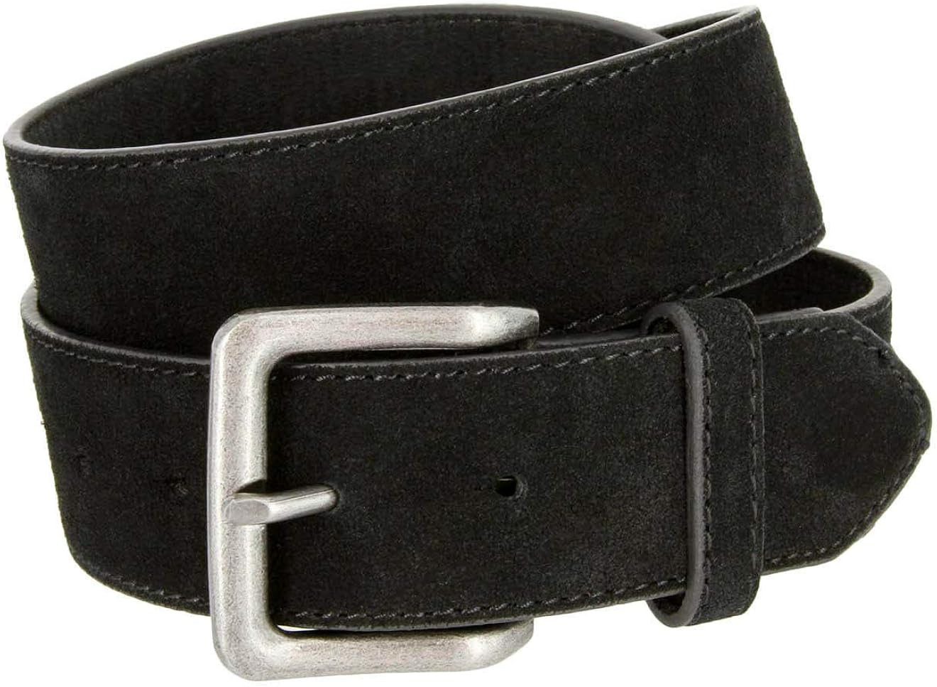 Square Buckle Casual Jean Suede Leather Belt 1 1/2" Wide | Amazon (US)
