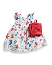 Toddler Girls Americana Bow Print Dress With Backpack | TJ Maxx