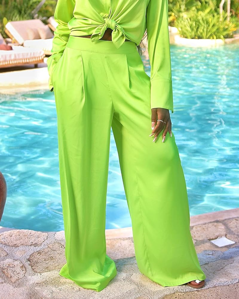 The Drop Women's Lime Wide Leg Pants by @thejenniejenkins | Amazon (US)