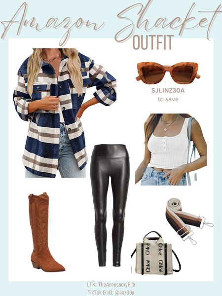 Shacket outfit!

⭐️use SJLINZ30A to save on the sunnies at checkout!

Cropped tank top, fall outfit, fall fashion, fall looks, fall style, target boots, brown boots, suede boots, western boots, cowboy boots, Chloe bag, Crossbody bag, crossbody purse, interchangeable purse strap, faux leather leggings, fall sunglasses, amazon fashion, amazon finds, SOJOS sunglasses, shacket, plaid button down, fall flannel, shirt jacket 

#LTKsalealert #LTKSeasonal #LTKstyletip
