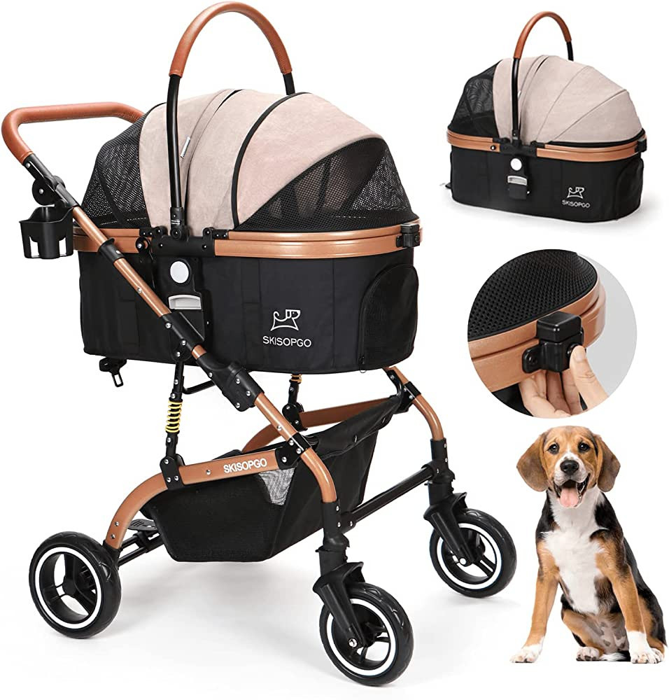 SKISOPGO 3-in-1 Pet Strollers for Small Medium Dogs Cat with Detachable Carrier Foldable Travel P... | Amazon (US)