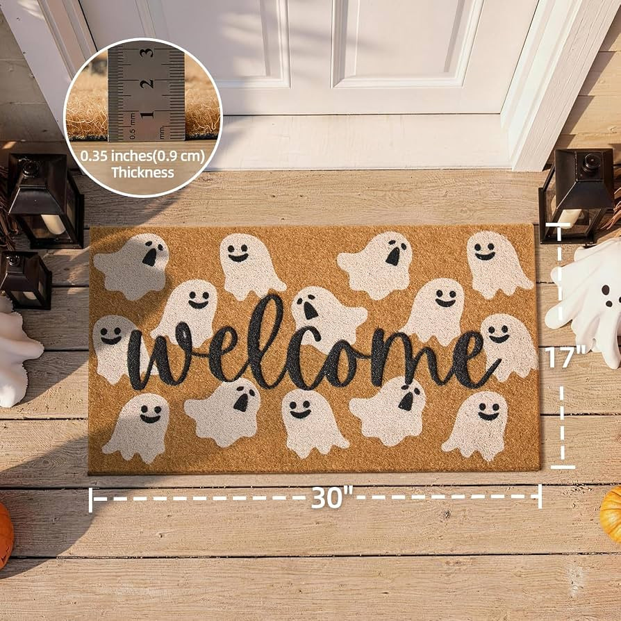 TYUU Halloween Door Mat, Ghost Welcome Mat for Outdoor Entrance 17" x 30" | Amazon (US)