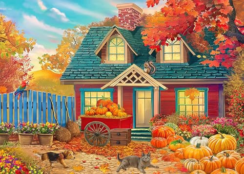 500 Piece Puzzles for Adults - Autumn Pumpkin Harvest - Halloween Fall Jigsaw Puzzle | Amazon (US)