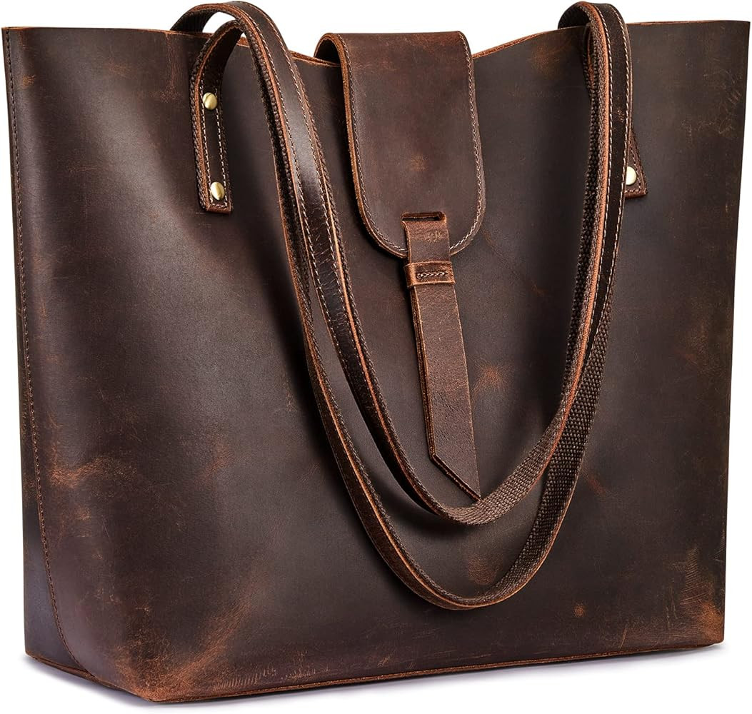 Amazon.com: S-ZONE Genuine Leather Tote Bag for Women with Purse Organizer Large Shoulder Handbag... | Amazon (US)