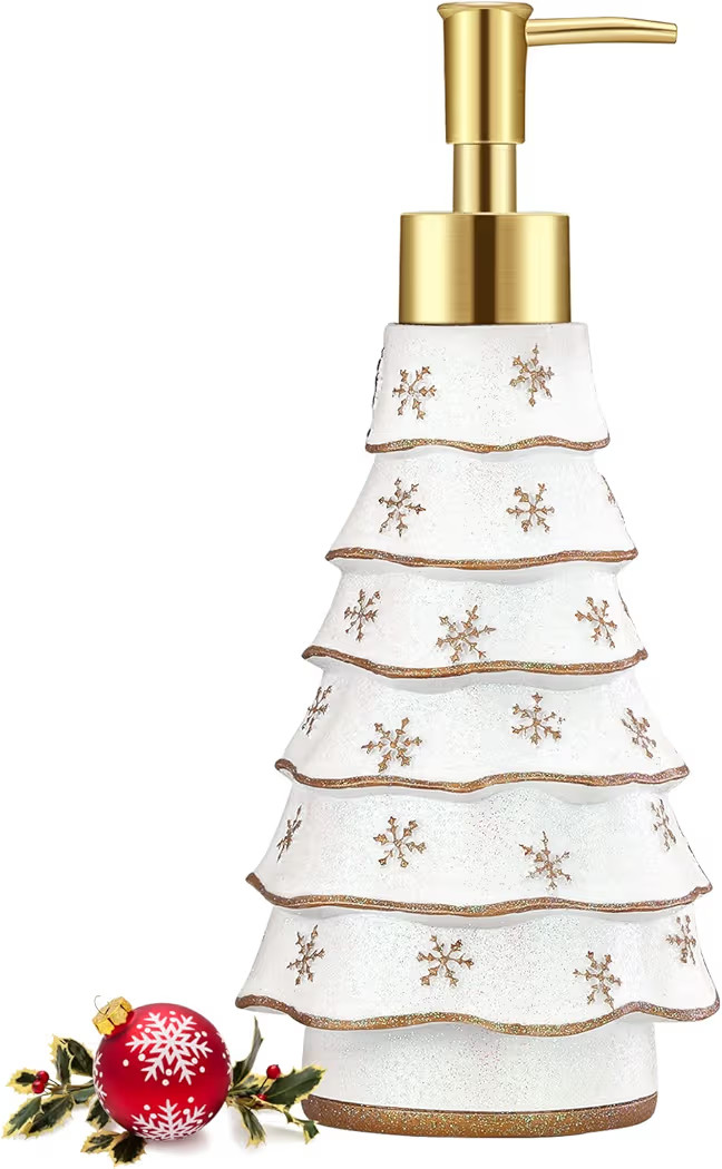 Luxspire Christmas Soap Dispenser, Bathroom Soap Dispenser with Glittering Sequins, Kitchen Refillable Soap Dispenser with Pump, Christmas Bathroom Decor, 10oz | Amazon (CA)