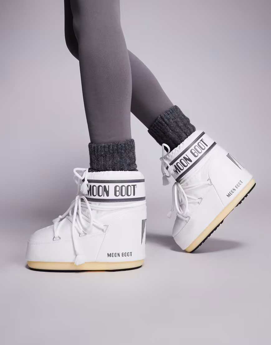 Moonboot Icon Low Nylon in white mono | ASOS (Global)