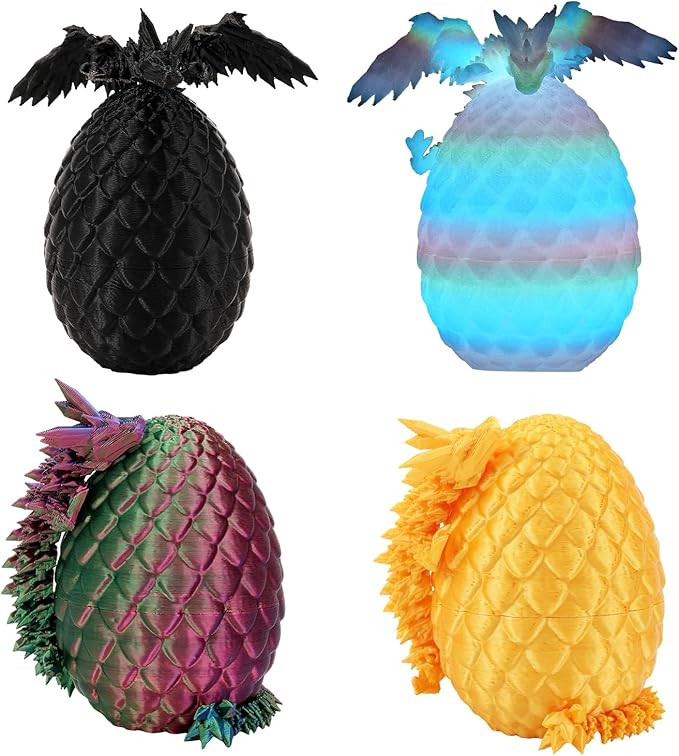4PCS 3D Printed Dragon with Wings and Egg ，DND Dice Sets,Surprise Mini Mystery Dragon Egg, Cool... | Amazon (US)