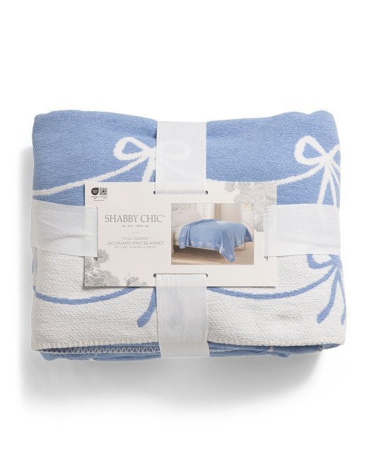 Jacquard Knit Bow Blanket | TJ Maxx