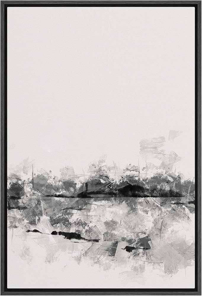 SIGNFORD Framed Canvas Print Wall Art Black Gray Industrial Paint Strokes Abstract Shapes Illustr... | Amazon (US)