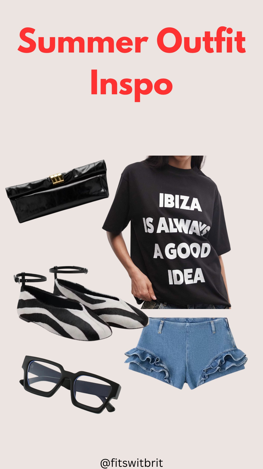 Summer casual outfit inspo. 

Graphic tee, zebra flats, clutch, denim shorts

#LTKootd #LTKSeasonal