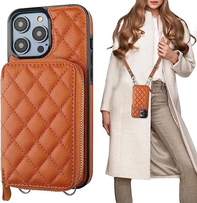 Bocasal Crossbody Wallet Case for iPhone 14 Pro Max, RFID Blocking PU Leather Zipper Handbag Purs... | Amazon (US)
