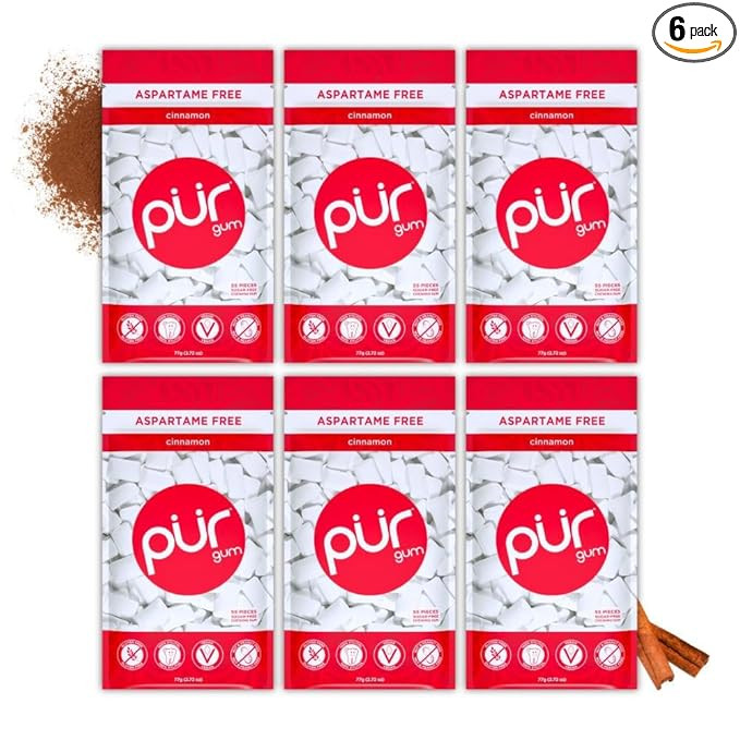 PUR Gum | Aspartame Free Chewing Gum | 100% Xylitol | Natural Cinnamon Flavored Gum, 55 Pieces (P... | Amazon (US)