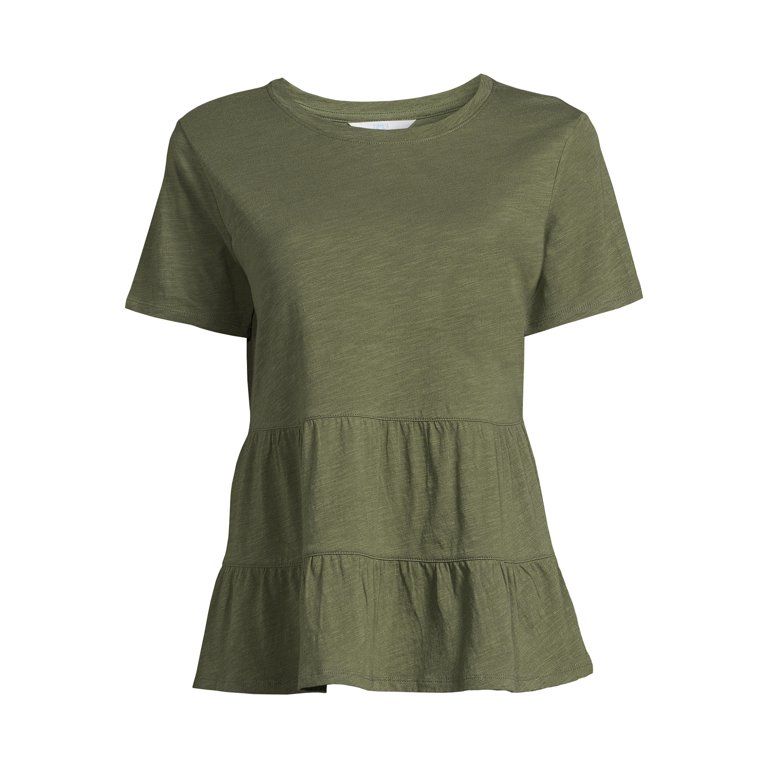 Time and Tru Women's Short Sleeve Peplum T-Shirt | Walmart (US)