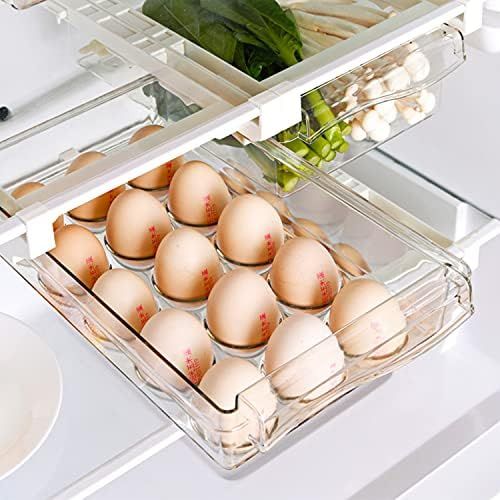 KaryHome Egg Holder For Refrigerator, Mini Fridge Drawer Organizer Pull Out Egg Trays, Egg Storag... | Amazon (US)