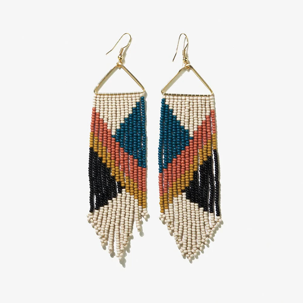 Emilie Angles Beaded Fringe Earrings Rust | INK+ALLOY