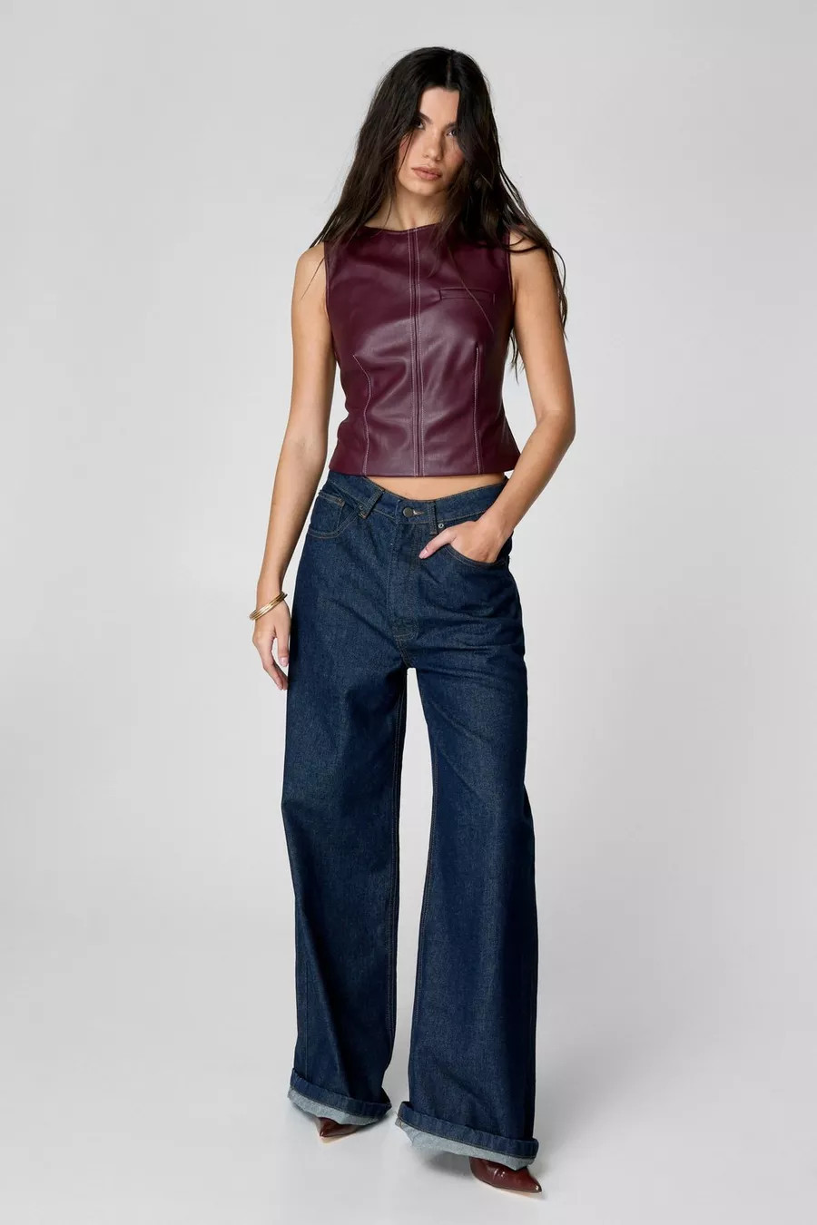 Faux Leather Structured Top | Nasty Gal US