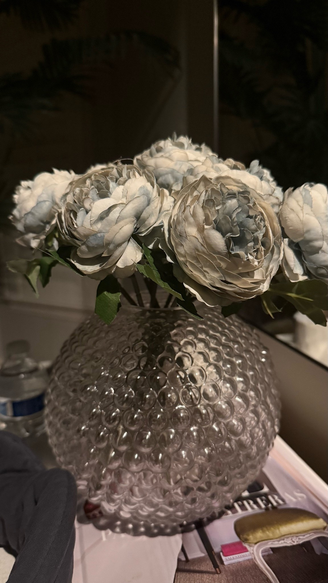 Peonies at night