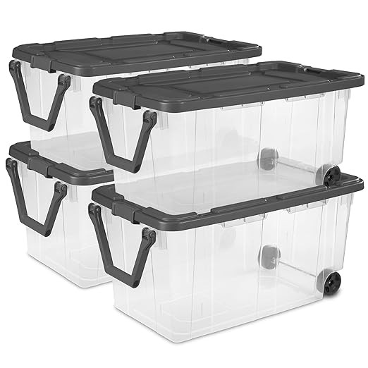 Sterilite 4-Pack Modular Stacker Box, Durable Clear Plastic Storage Bins with Latching Lids, 160 ... | Amazon (US)