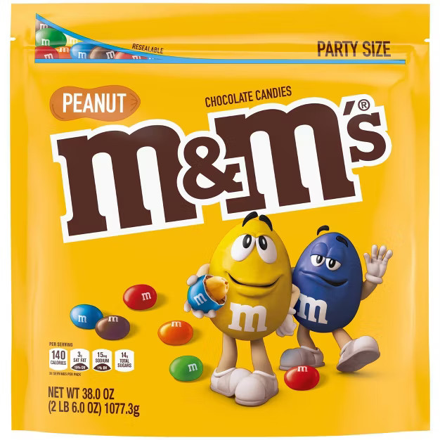 M&M's Party Size Peanut Chocolate Candies - 38oz | Target