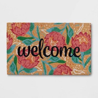 1'6"x2'6" 'Welcome' Flower Doormat Natural - Opalhouse™ | Target