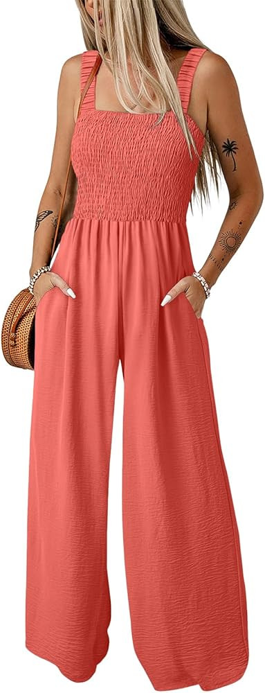 Dokotoo Women's Casual Loose Overalls Jumpsuits One Piece Sleeveless Wide Leg Long Pant Rompers W... | Amazon (US)