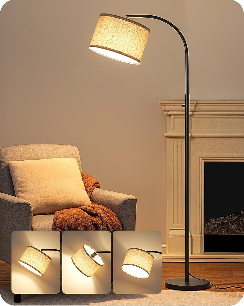 EDISHINE Black Arc Floor Lamp Dimmable, Standing Lights with Rotary Switch & Adjustable Line Lamp... | Amazon (US)