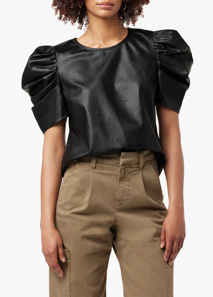 KIRA VEGAN LEATHER PUFF SLEEVE TOP | JOES