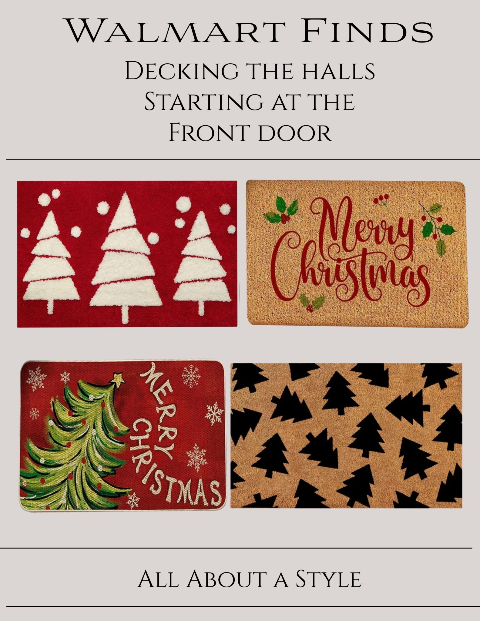 Bringing Christmas cheer to your doorstep with these Walmart holiday door mats! 🎄✨ 

#WalmartFinds #WalmartHome #ChristmasDecor #HolidayHome #ChristmasDoormat #FestiveFrontPorch #HomeDecorInspo #LTKFinds #BudgetFriendlyDecor

#LTKHome #LTKSeasonal #LTKGiftGuide #LTKHoliday