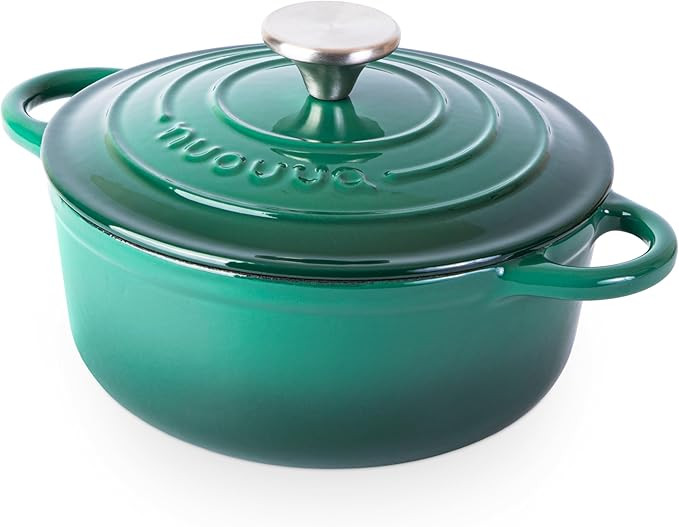 Nuovva Enamelled Cast Iron Dutch Oven Pot with Lid – 2.1 Quart Casserole Dish – Ceramic Dutch... | Amazon (UK)