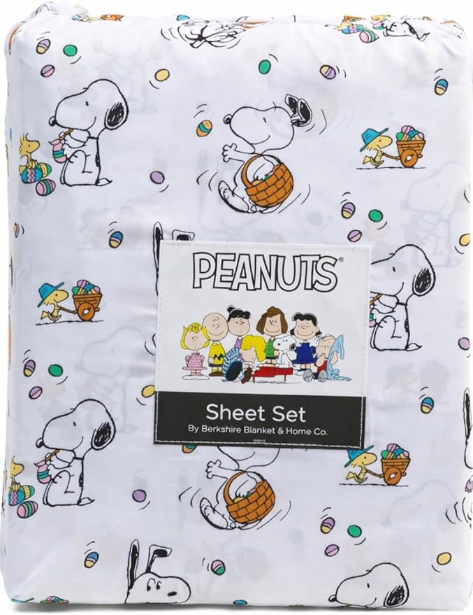Berkshire Blanket Peanuts Easter Sheet Set, White, Queen, Polyester, Lightweight and Breathable, ... | Amazon (US)