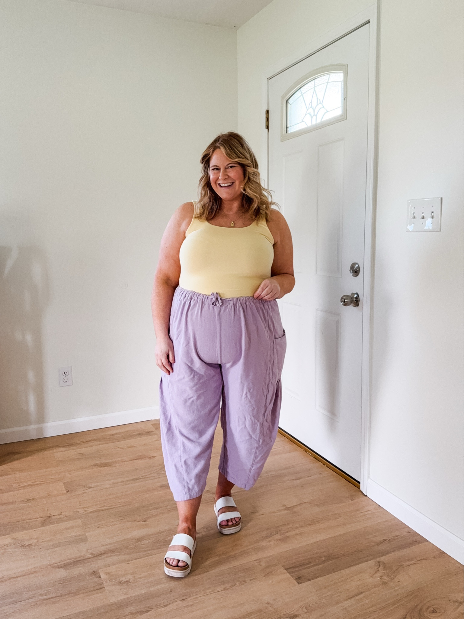 Wresting an XL in my tank and a large in my linen pants.

#LTKMidsize #LTKBump #LTKSaleAlert