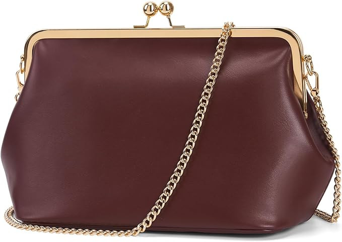 Women's Kiss Lock Crossbody Bag PU Medium Handbags Kiss Clasp Crossbody Shoulder Bags Tote Purse ... | Amazon (US)