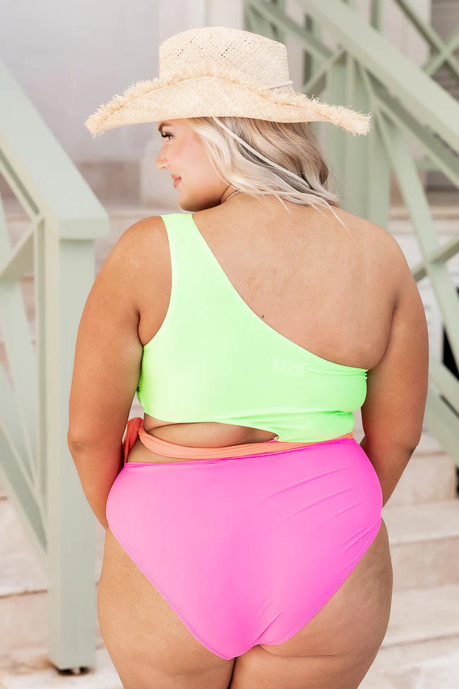Under The Sun Neon Green One Piece Swimsuit | Pink Lily